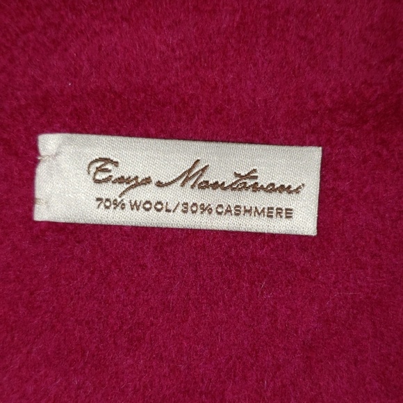 New Enzo Cranberry Cashmere Wool Blend Scarf - Picture 6 of 6